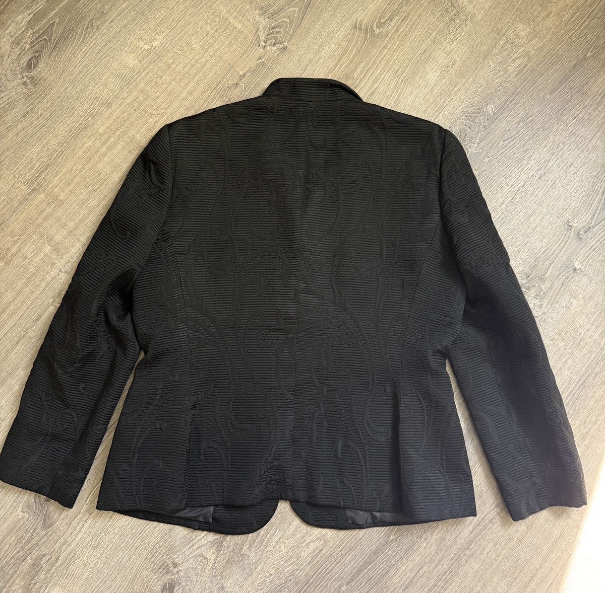 Christian Dior Monsieur Christian Dior Vintage Floral Textured Black Blazer 🔥 Size 42S - 4 Thumbnail