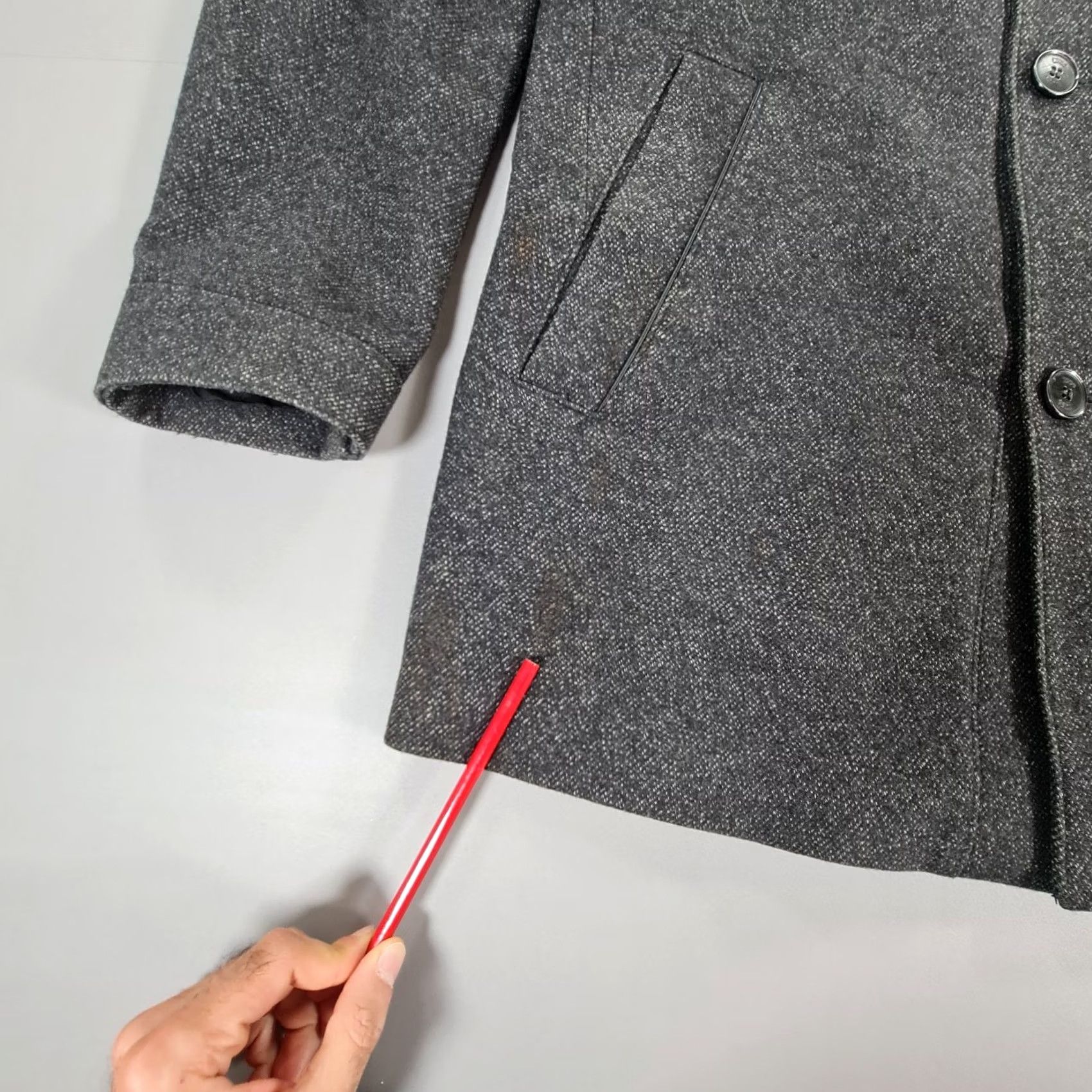 Hugo Boss HUGO BOSS Coat Mens Overcoat Long Wool Blend Single Breasted Grey XL Button Pockets Classic Vintage: No Womens Mens? Size US XL / EU 56 / 4 - 5 Thumbnail