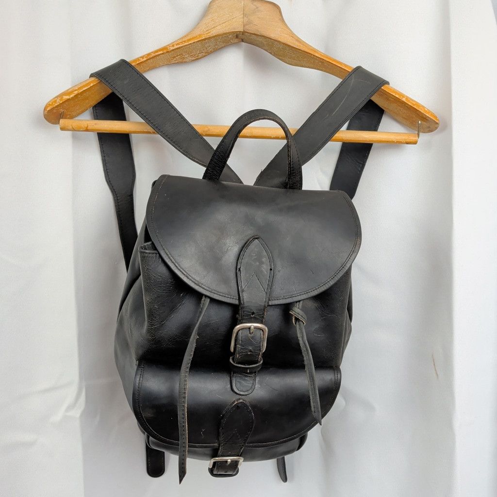 Vintage Vintage Heavy Leather Biker Saddlebag Style Backpack Size ONE SIZE - 9 Thumbnail