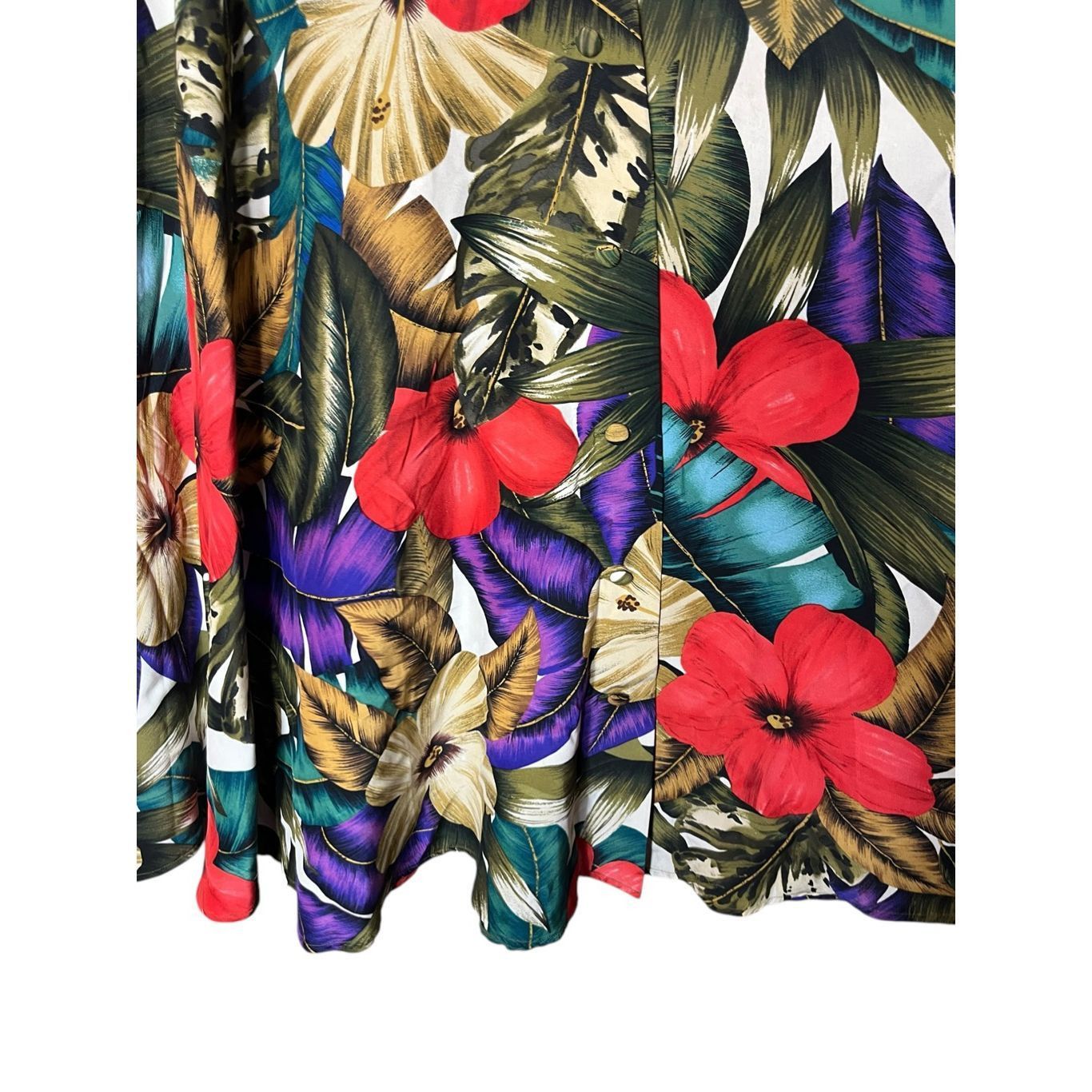 Other Vintage Dana Buchman 90s Hibiscus Floral Print Silk Button Front Skirt 4 Size 27" / US 4 / IT 40 - 4 Thumbnail