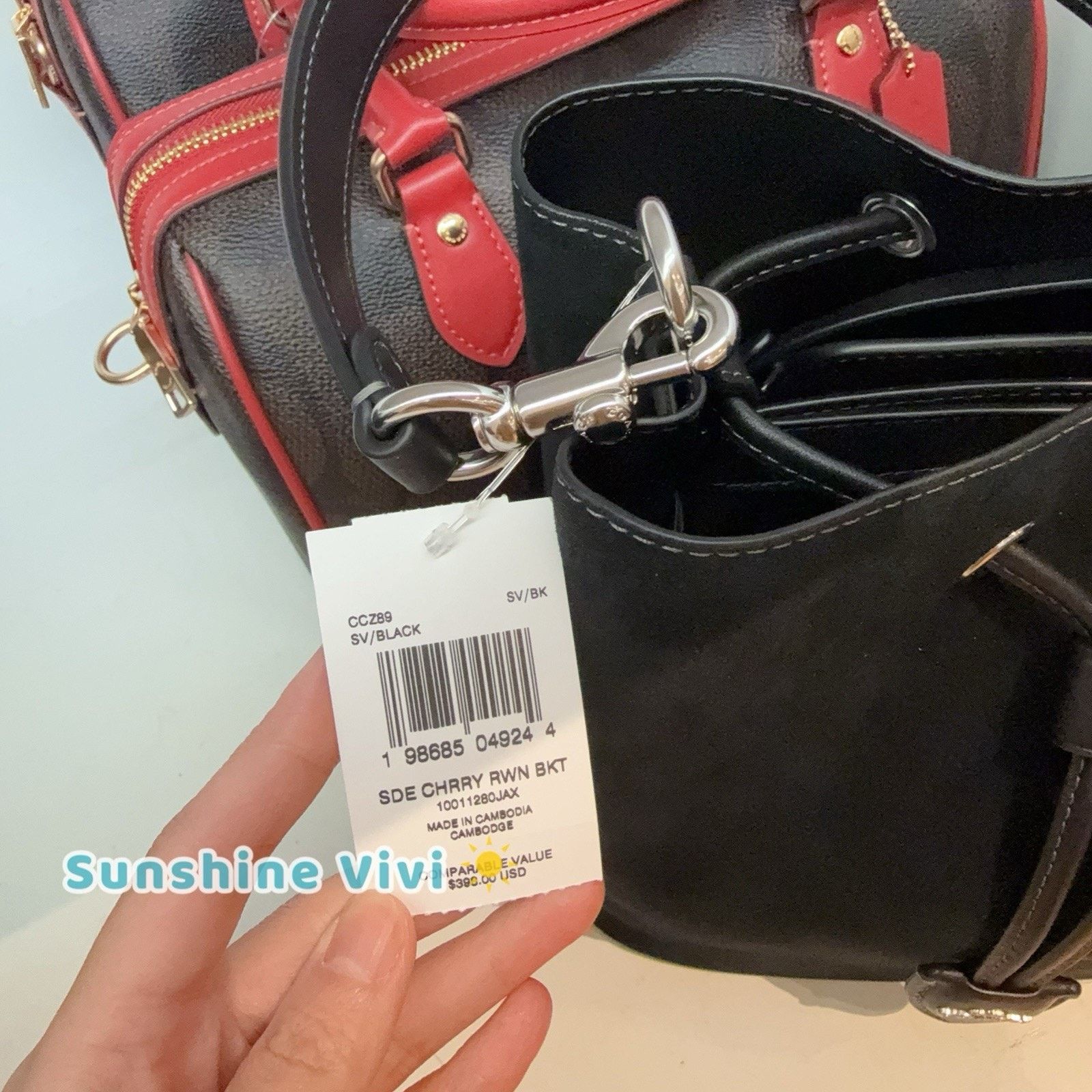 Coach NWT Coach Rowan Bucket Bag Cherry Charm CCZ89 Suede Size ONE SIZE - 2 Thumbnail