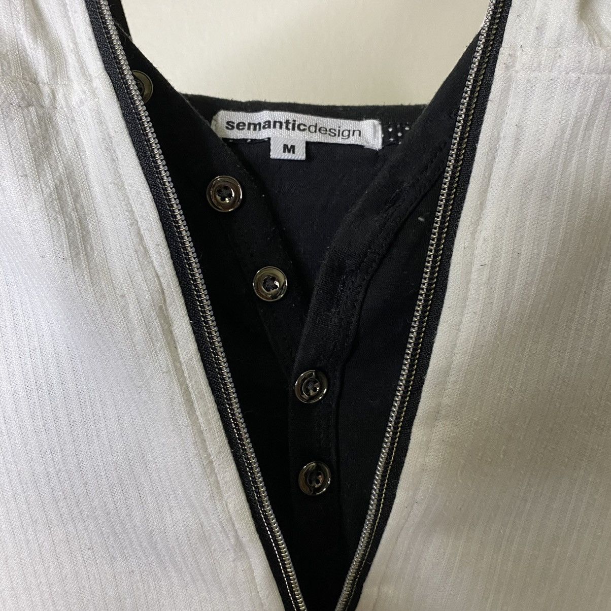 If Six Was Nine × Japanese Brand × semanticdesign Semantic Design Half Zipper Double Chest With Hoodie L/S Tee Size US M / EU 48-50 / 2 - 2 Thumbnail