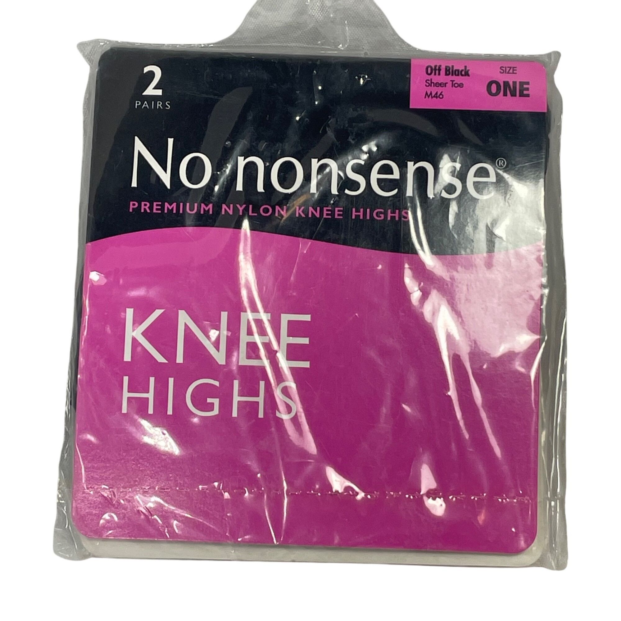Hanes No Nonsense Premium Nylon Knee Highs Sheer Toe Off Black 2 P Size ONE SIZE - 1 Thumbnail