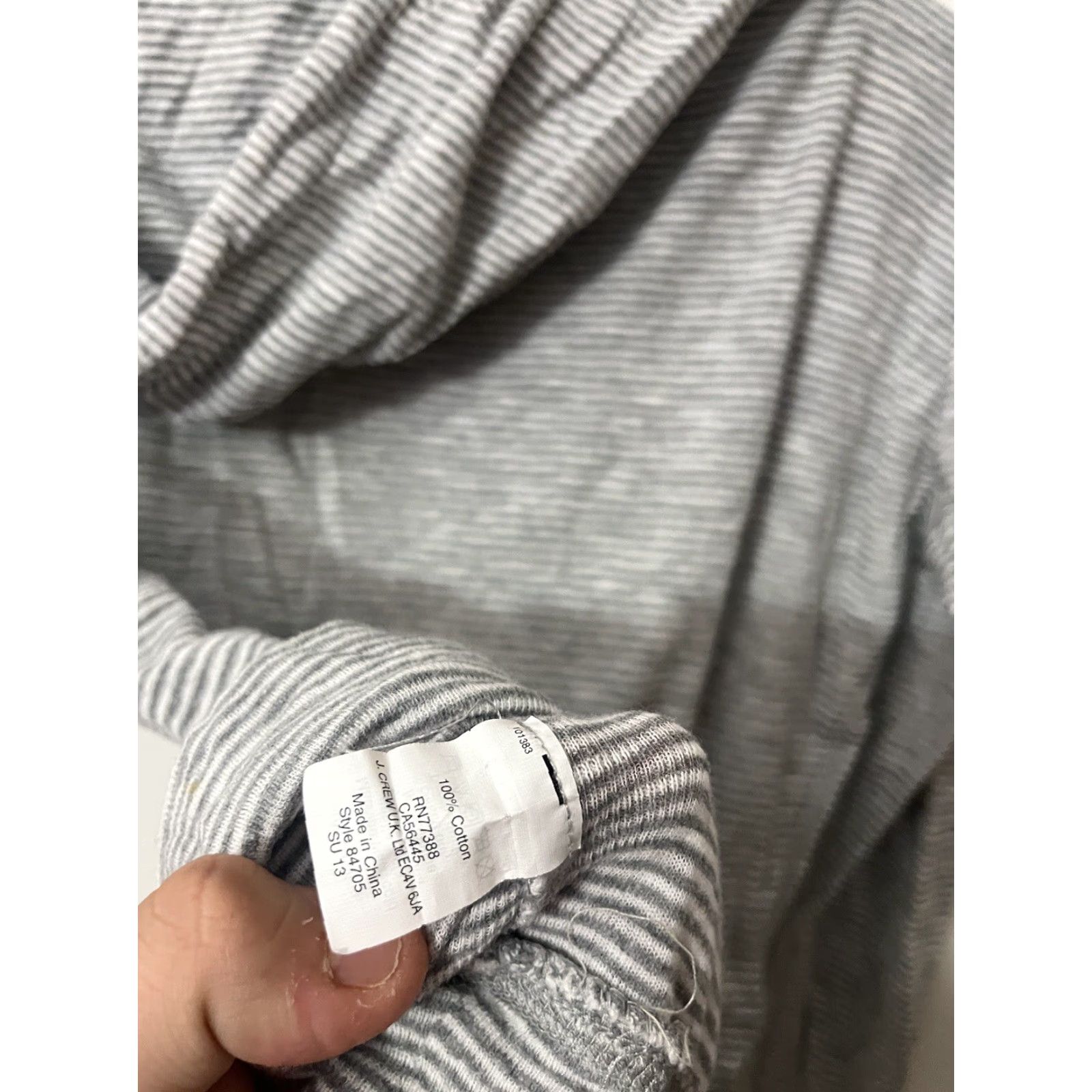 J.Crew VINTAGE J.CREW Women's Pullover Hoodie Casual Travel Knit Lightweight Fall Spring Summer XXS Gray Stripe Womens Size XXS / US 00 / IT 34 - 4 Thumbnail