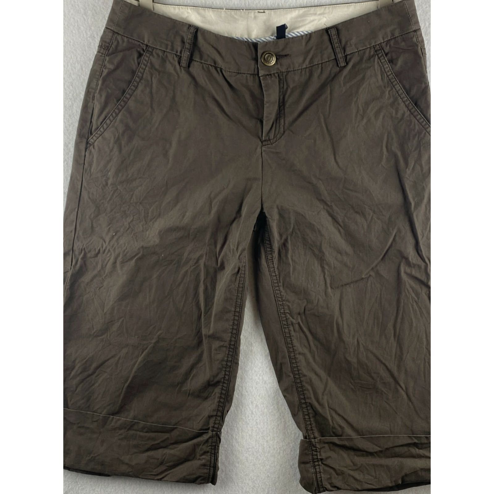 Hurley Hurley Womens Bermuda Shorts 7 Brown Flat Front Zip Pockets 100% Cotton Mid Rise Slim Casual Shirt Size 28" / US 6 / IT 42 - 2 Thumbnail