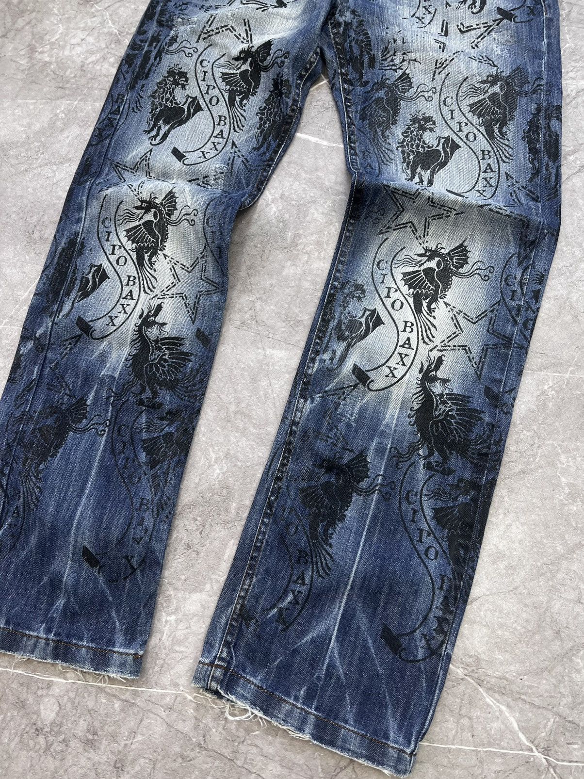 Designer × Japanese Brand VINTAGE FLARED FULL PRINT DENIM DISTRESSED JEANS PANTS Y2K Size US 32 / EU 48 - 3 Thumbnail