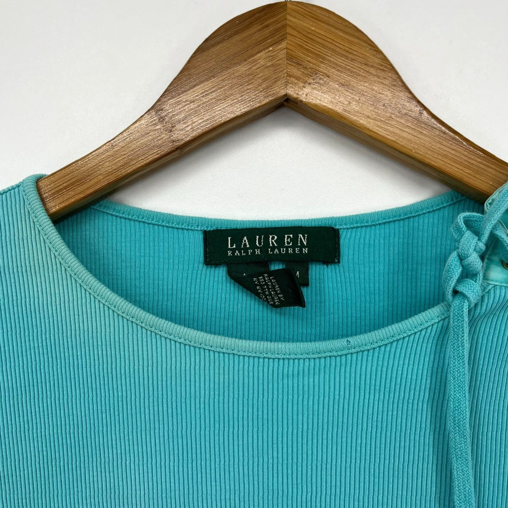 Ralph Lauren Lauren Ralph Lauren Blouse Women's M Blue Logo Ribbed Tie Clouse Accent Shirt Size M / US 6-8 / IT 42-44 - 4 Thumbnail