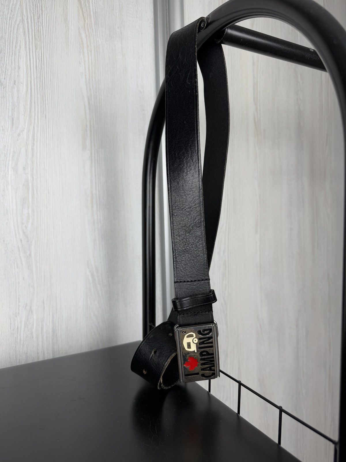 Dsquared2 Dsquared2 Black Leather Camping Logo Plague Buckle Belt M Size ONE SIZE - 5 Thumbnail