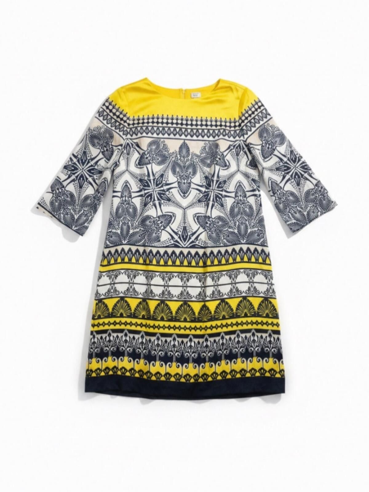 Other crown & ivy Yellow and Navy Printed Shift Dress Size S / US 4 / IT 40 - 2 Thumbnail