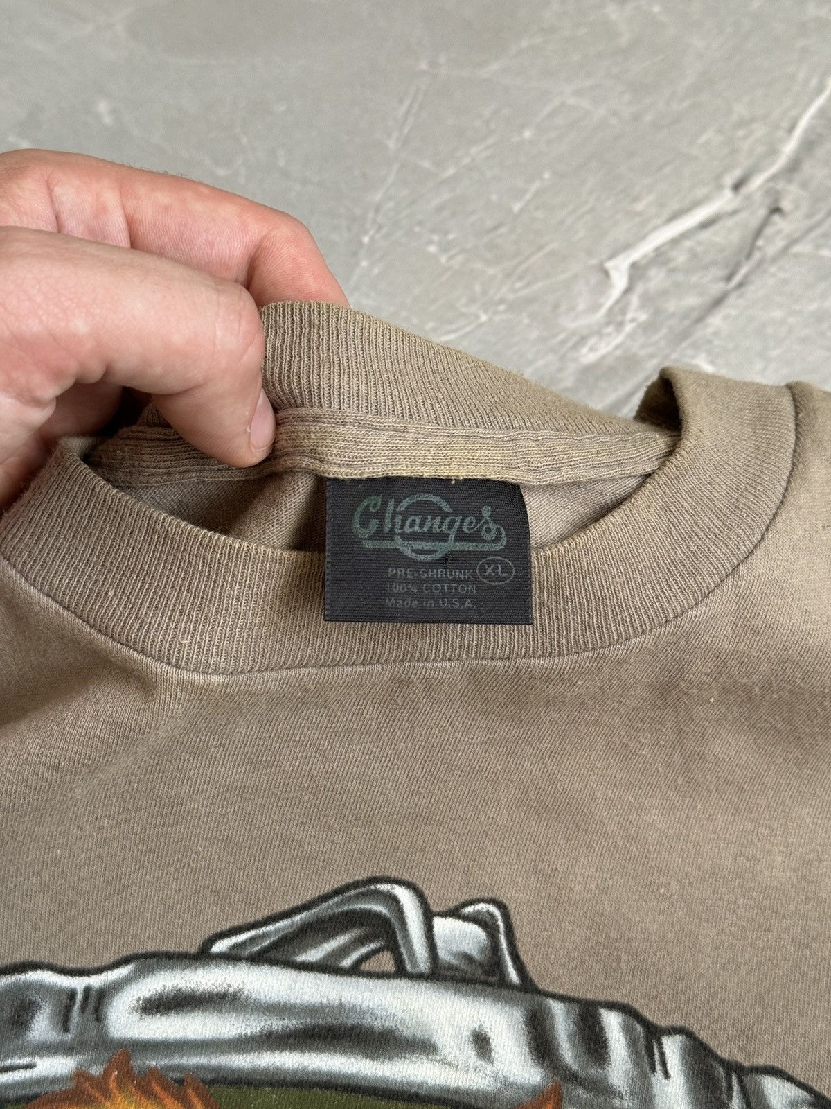 Changes Vintage 90s Sesame Street Scram Jim Hanson T-Shirt Khaki Size US L / EU 52-54 / 3 - 17 Thumbnail