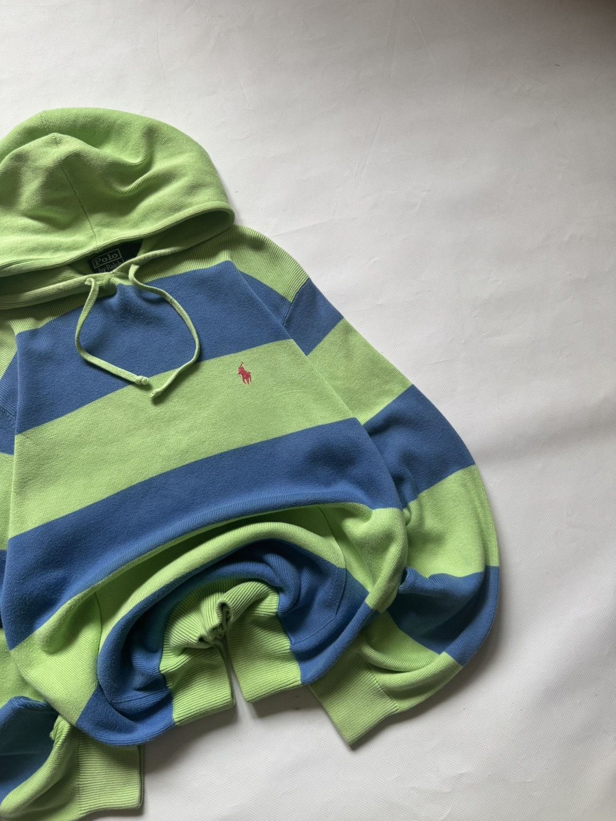 Polo Ralph Lauren Polo Ralph Lauren Green Striped Hoodie Vintage Streetwear Size US M / EU 48-50 / 2 - 2 Thumbnail