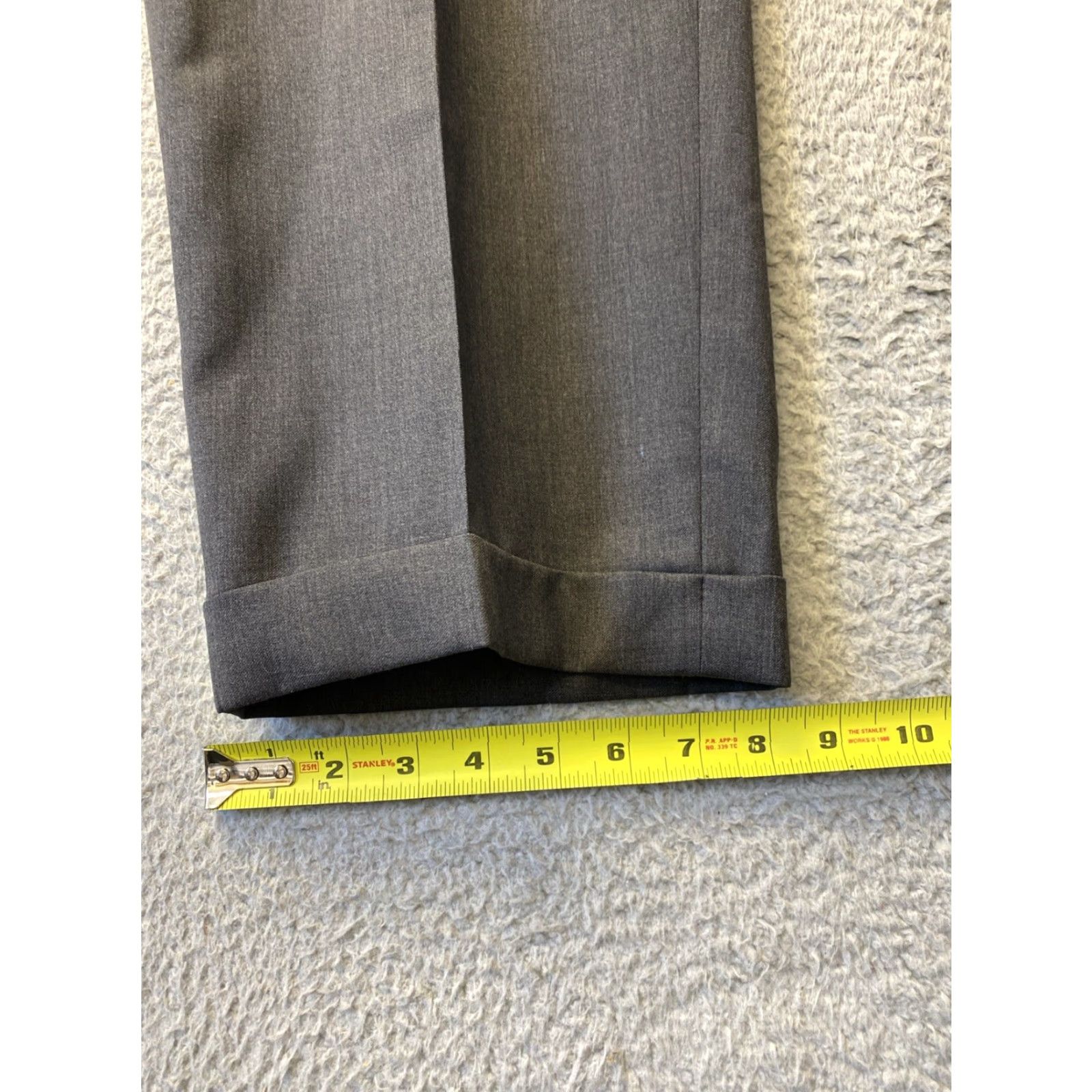 Zanella Dress Pants Mens 42 Solid Gray Wool Pleated Front Zip 100% Wool Made in Italy