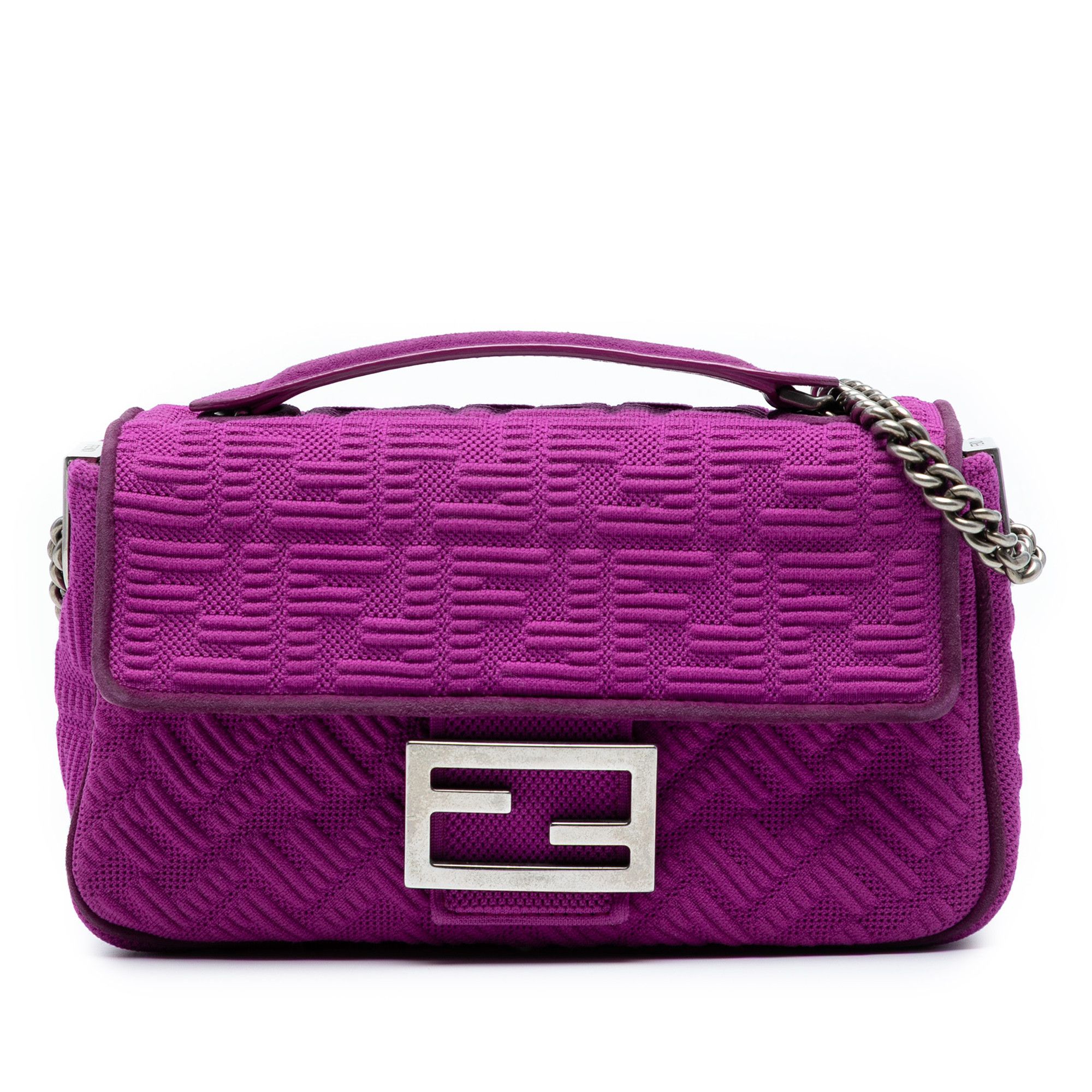 Fendi Fendi Zucca Embossed Technical Fabric Chain Midi Baguette Size ONE SIZE - 1 Thumbnail