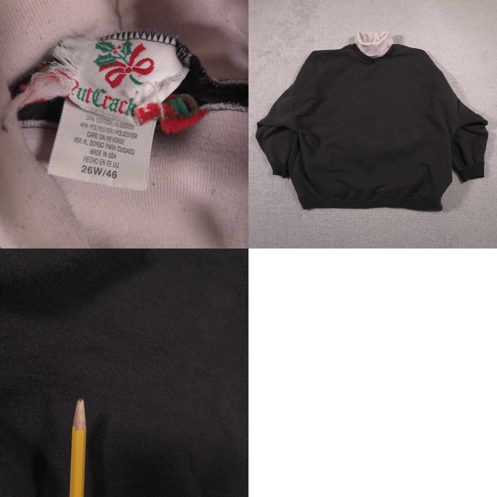 Vintage VINTAGE FunCracker Teddy Bear Christmas Sweatshirt Womens 26W Black Mock Neck Holiday 90s Size 4XL / US 24-26 - 9 Thumbnail