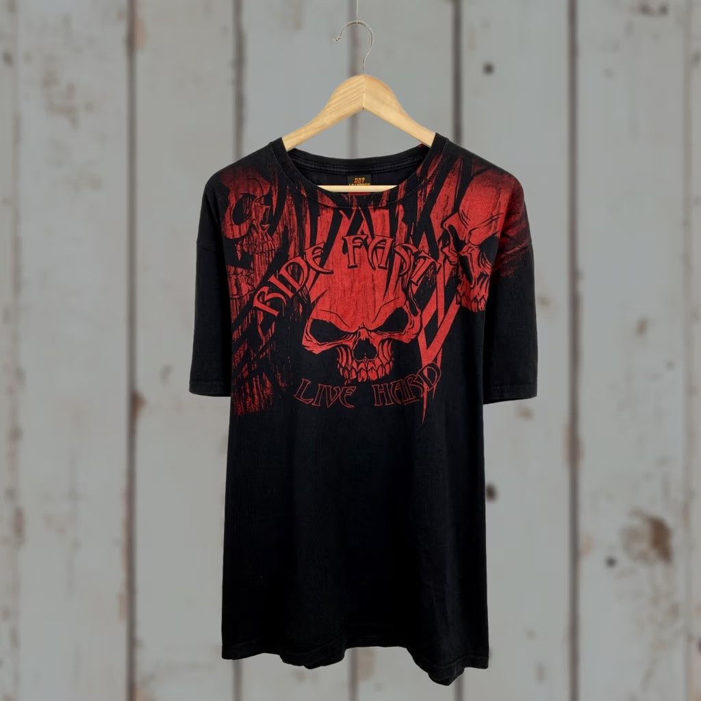 Affliction Affliction Skull Ride Fast Live Hard Y2K 2010 T-Shirt Men XL Black Short Sleeve Crew Neck - Adult L/XL, Regular Fit Size US XL / EU 56 / 4 - 1 Thumbnail