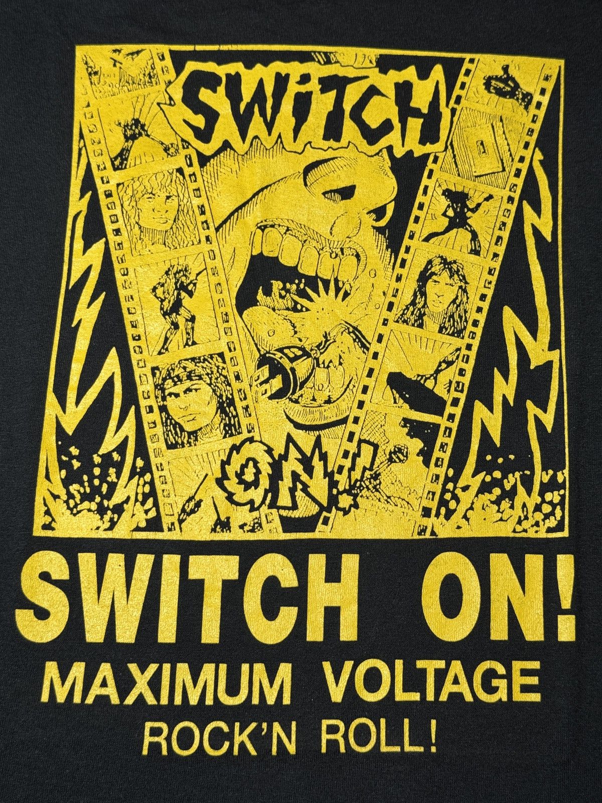 Band Tees × Vintage Vtg 80s Switch On Maximum Voltage Rock N Roll RARE T Shirt Size US XL / EU 56 / 4 - 3 Thumbnail