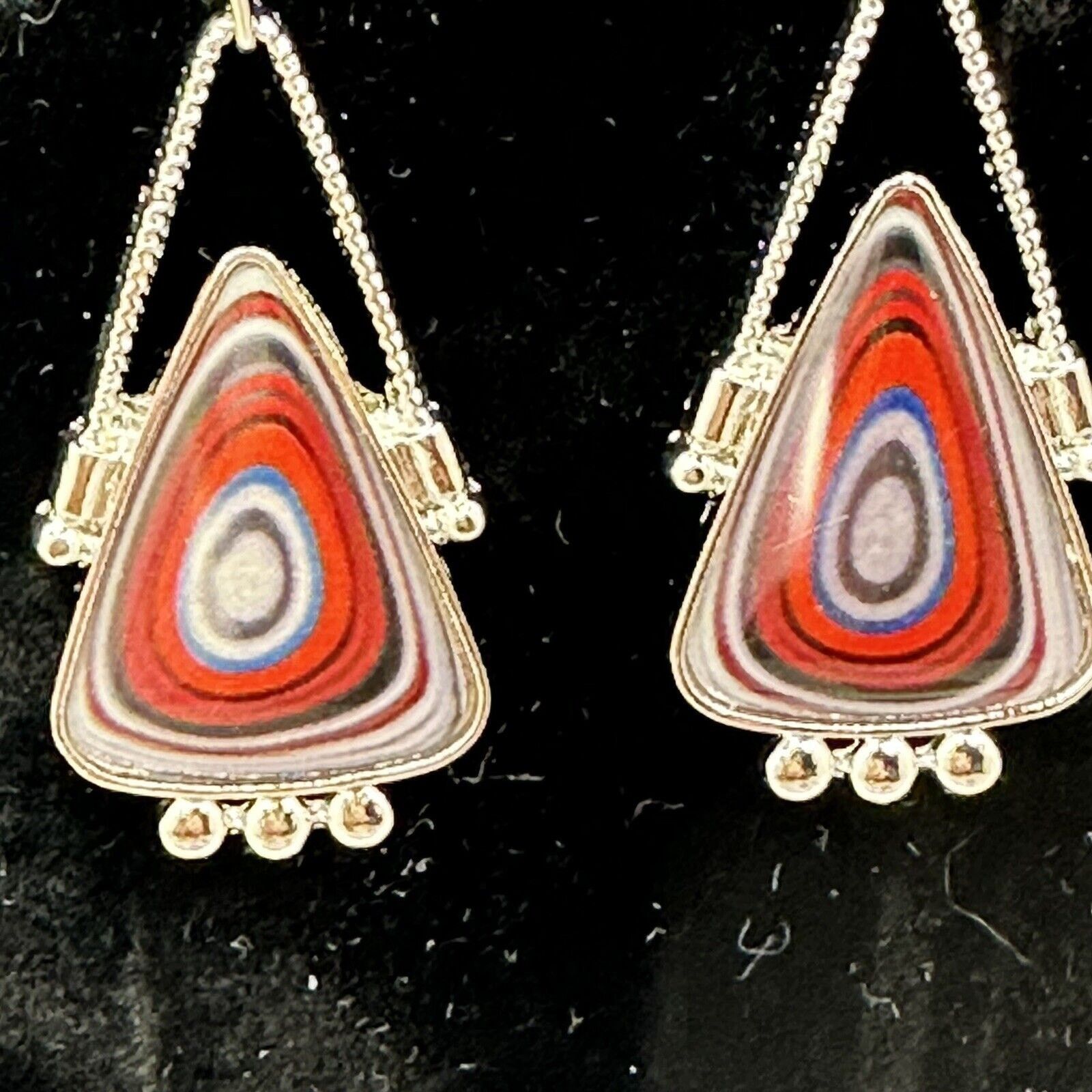 The Unbranded Brand Triangle Spiral Synthetic Gems Dangle Silver Tone Earrings Size ONE SIZE - 1 Thumbnail