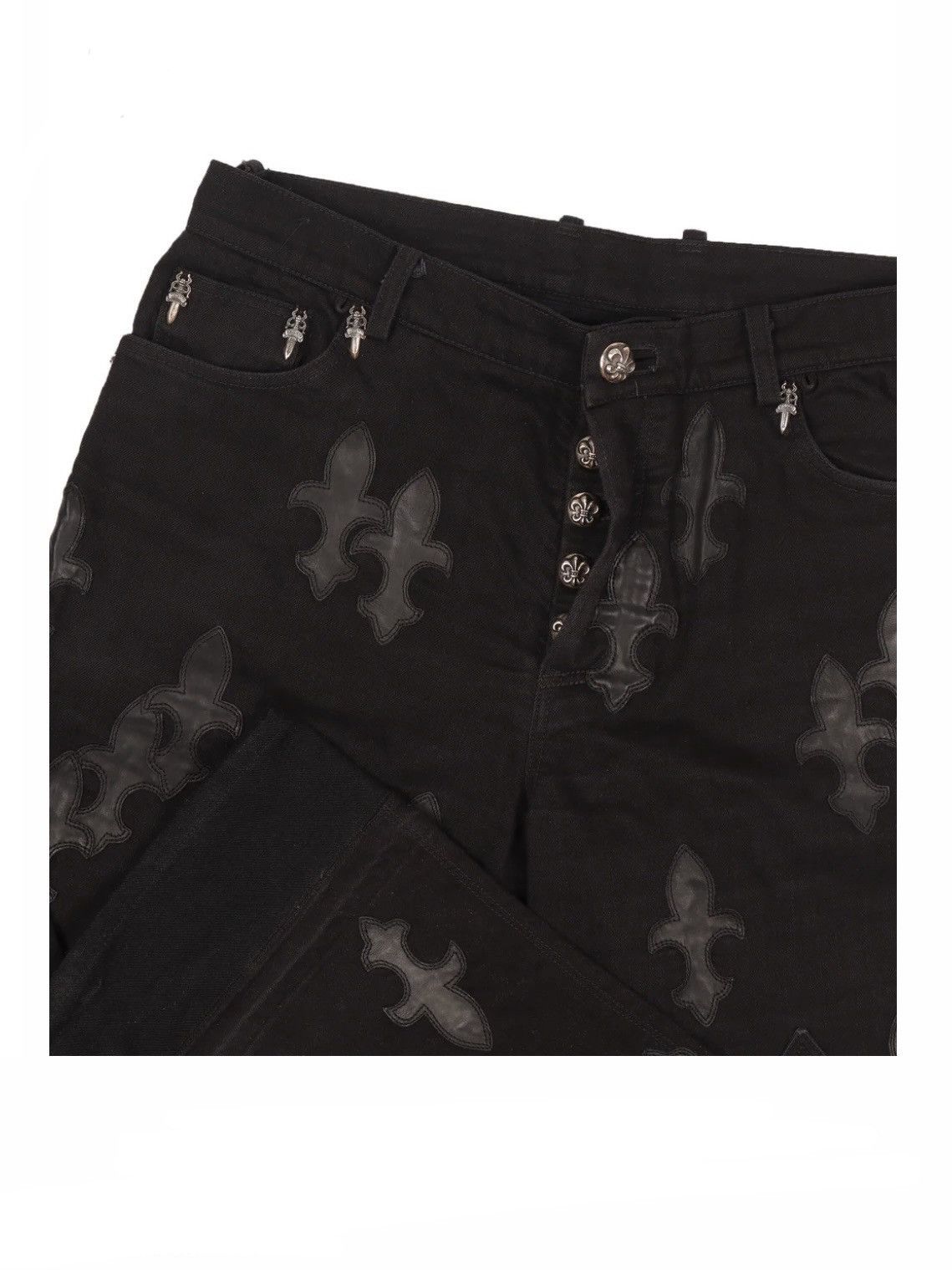 Chrome Hearts Chrome Hearts Le Fleur Leather Patch Double Knee Denim Jeans Size US 34 / EU 50 - 3 Thumbnail