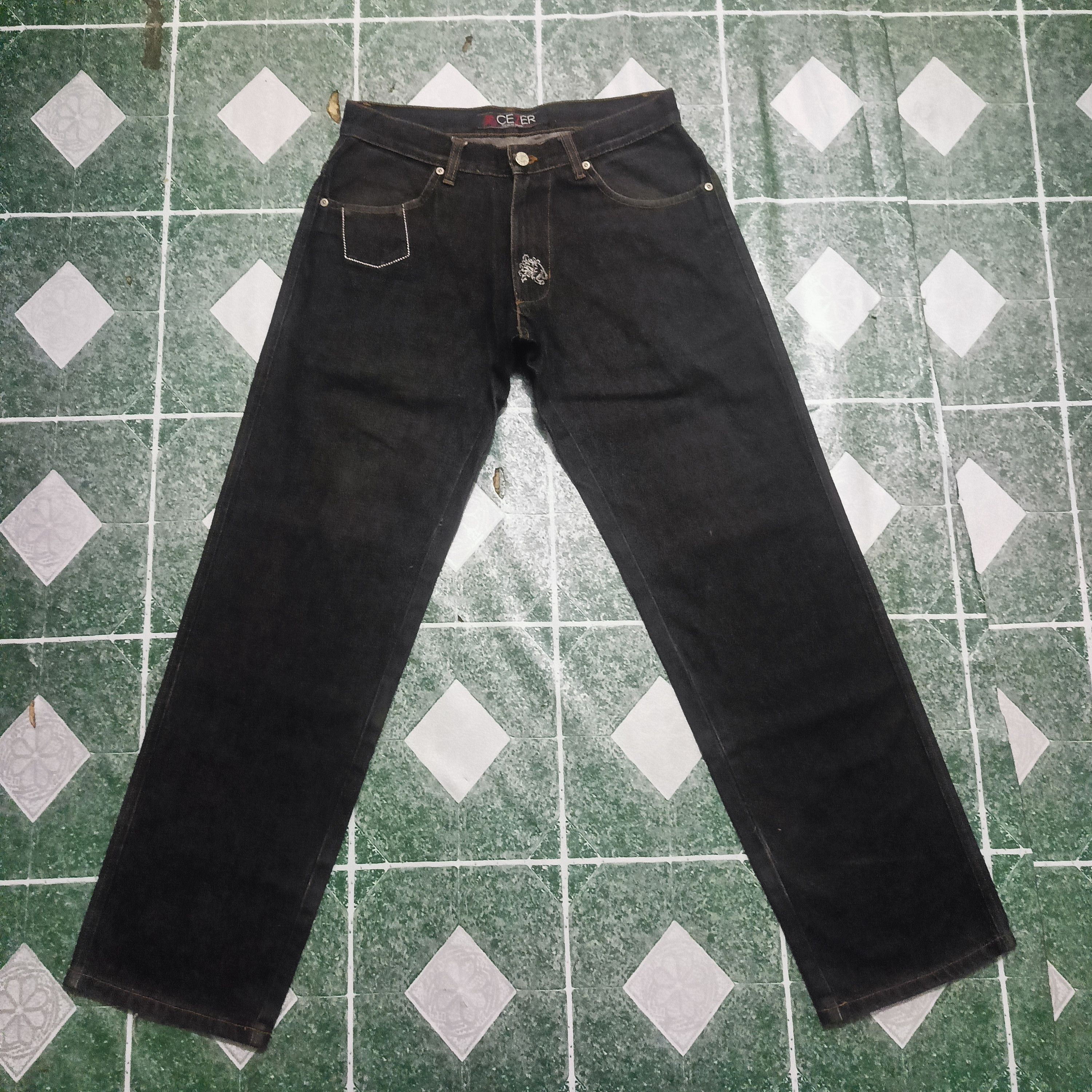 Japanese Brand Cezer baggy black Jeans embroidered pocket Size US 32 / EU 48 - 2 Thumbnail
