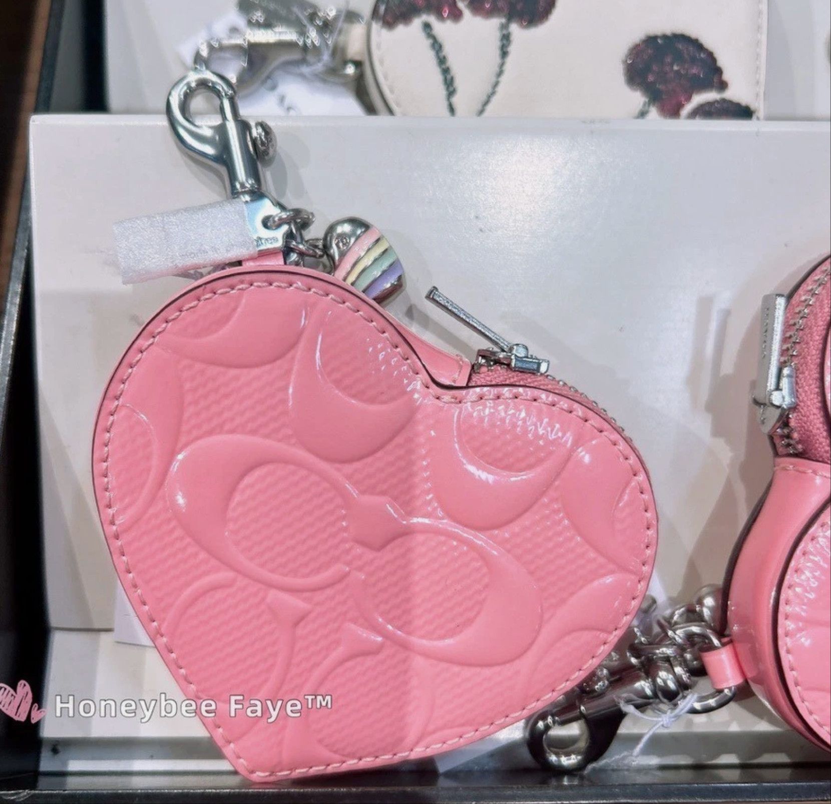 Coach Heart Bag Charm In Signature Leather With Heart Charm Size ONE SIZE - 2 Thumbnail