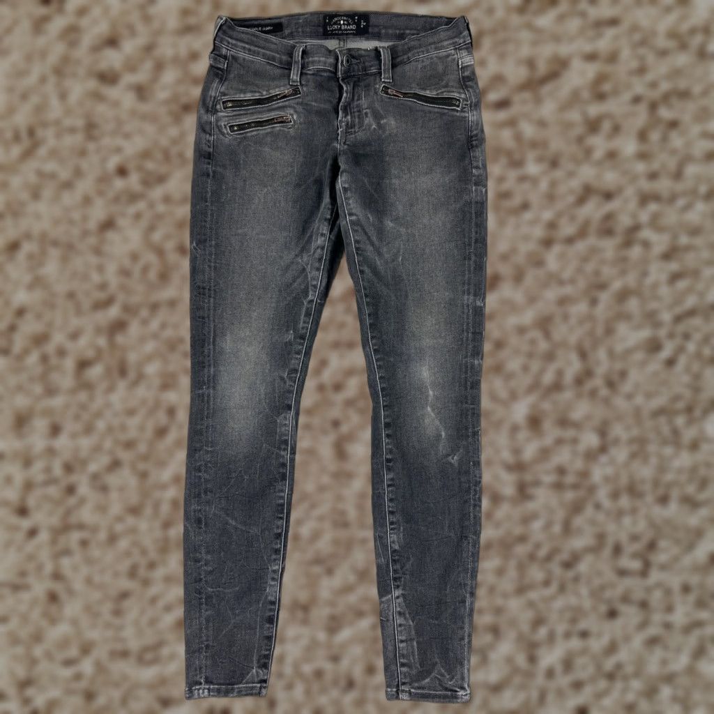 Lucky Brand Lucky Brand Jeans Womens 4 Black Skinny 5-Pocket Denim Zipper Pockets 26x27 Adult Womens Jeans Size 27" / US 4 / IT 40 - 1 Thumbnail