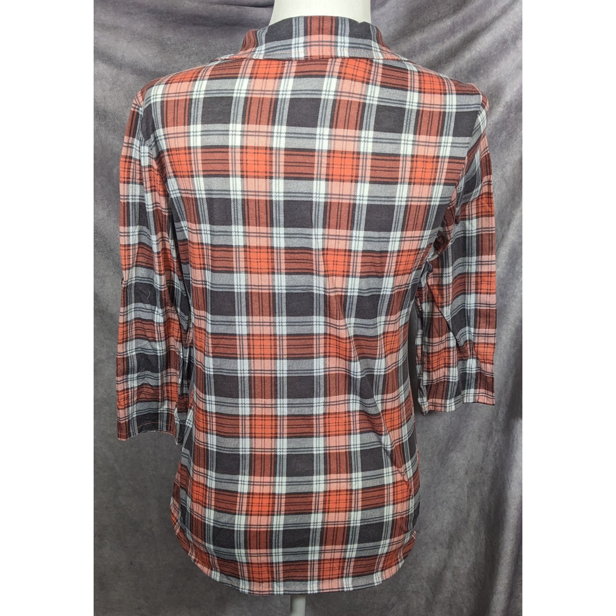 Other Eden & Olivia Grey And Orange Plaid Button Down Shirt Size S / US 4 / IT 40 - 8 Thumbnail