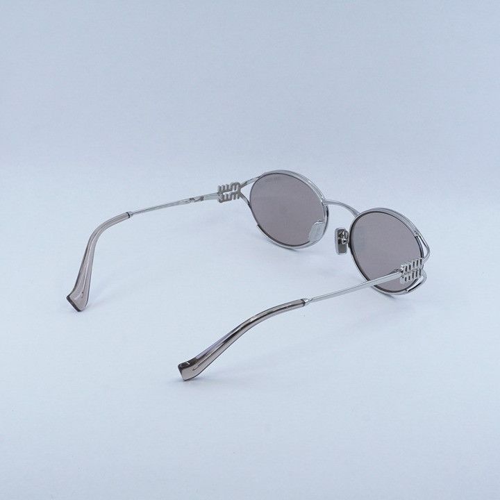 Miu Miu Miu Miu MU52YS 1BC10F Sunglasses Silver Oval Frame Size ONE SIZE - 11 Thumbnail