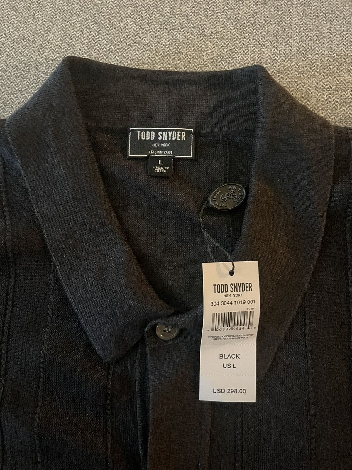 Todd Snyder Linen Textured Stripe Full-Placket Polo Size US L / EU 52-54 / 3 - 3 Thumbnail