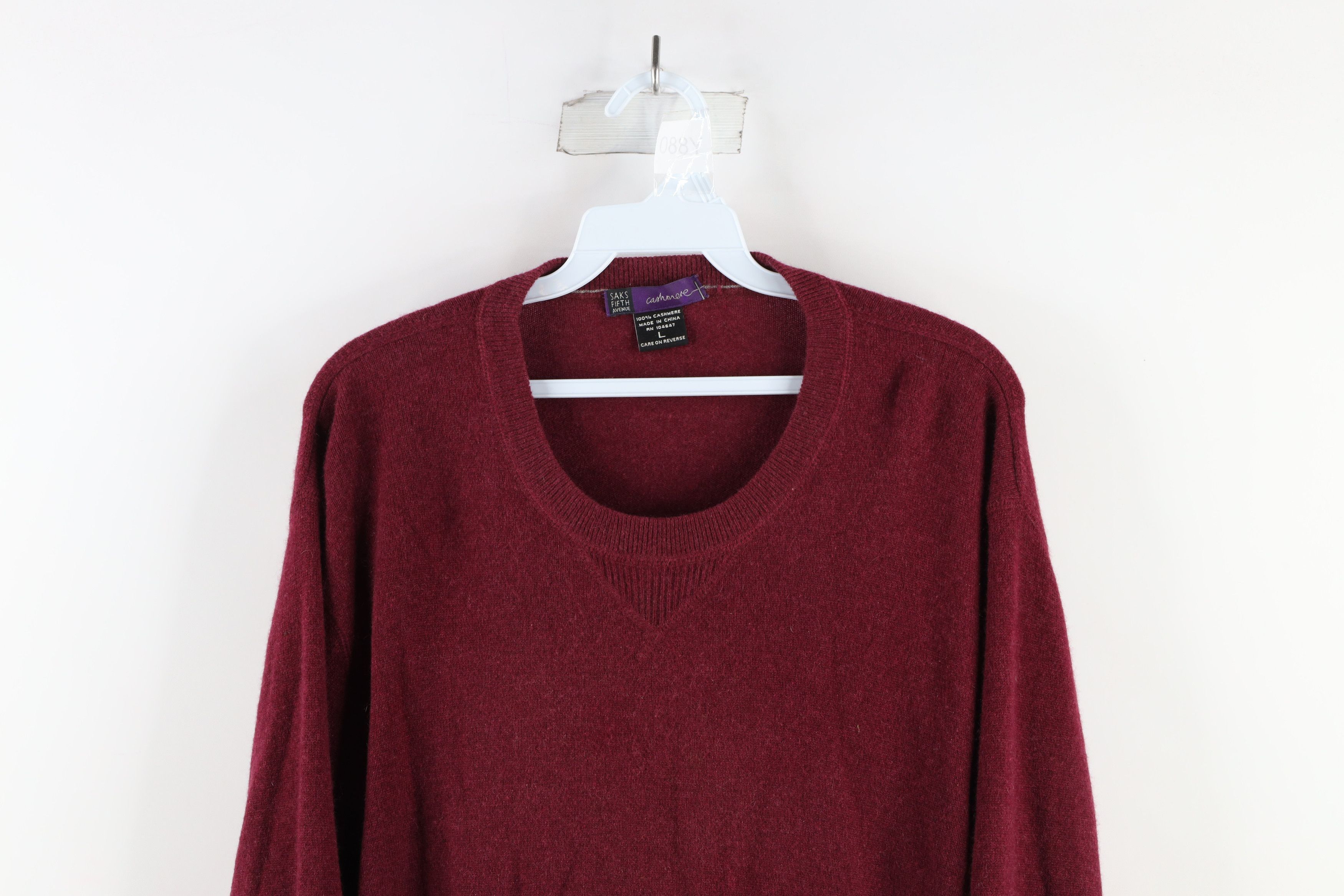 Vintage Vintage Blank Cashmere Knit Crewneck Sweater Burgundy Size US L / EU 52-54 / 3 - 2 Thumbnail