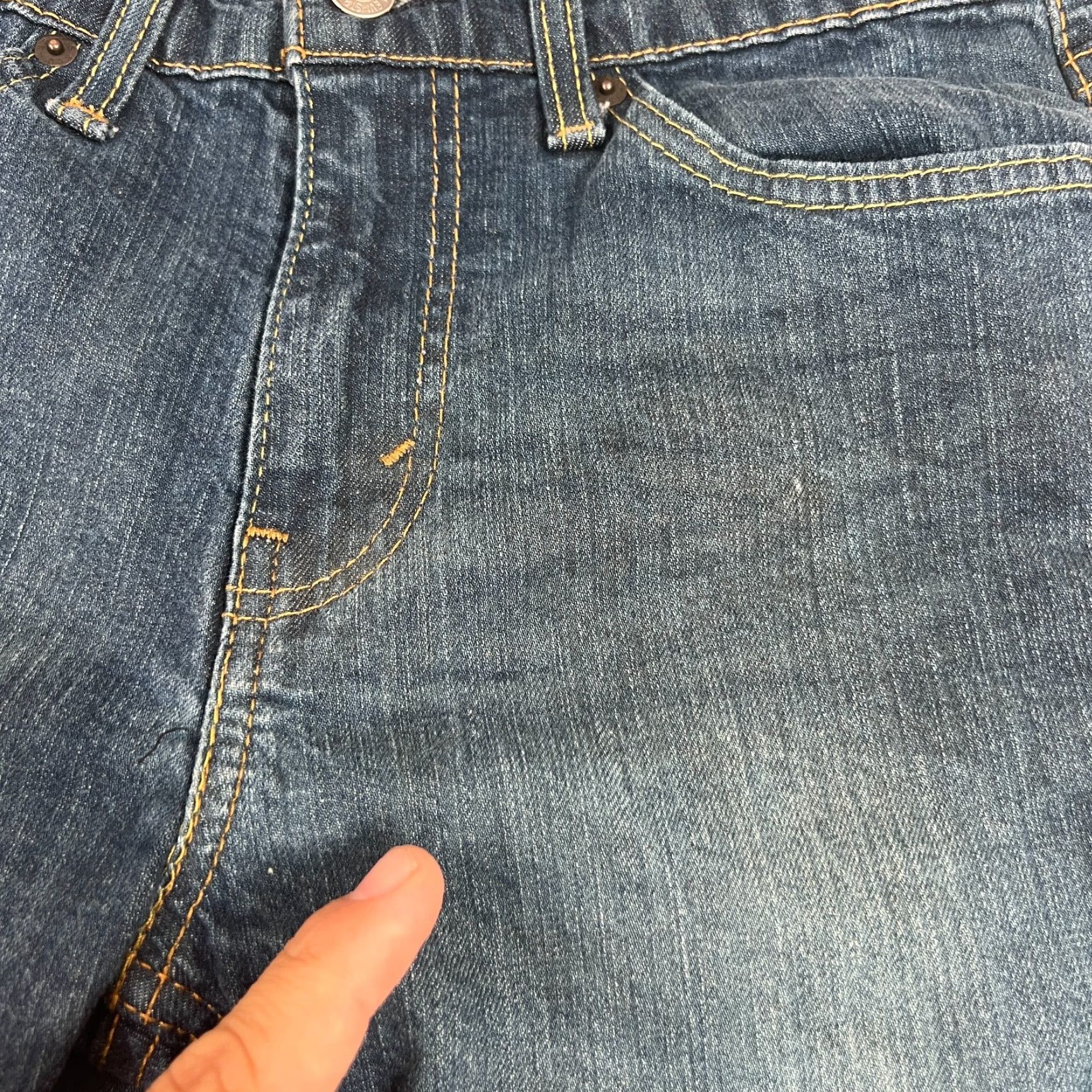 Levi's LEVI'S VINTAGE 502 Jeans Mens 29x30 Blue Slim Straight Stretch Medium Wash Oil Stains Size US 29 - 2 Thumbnail
