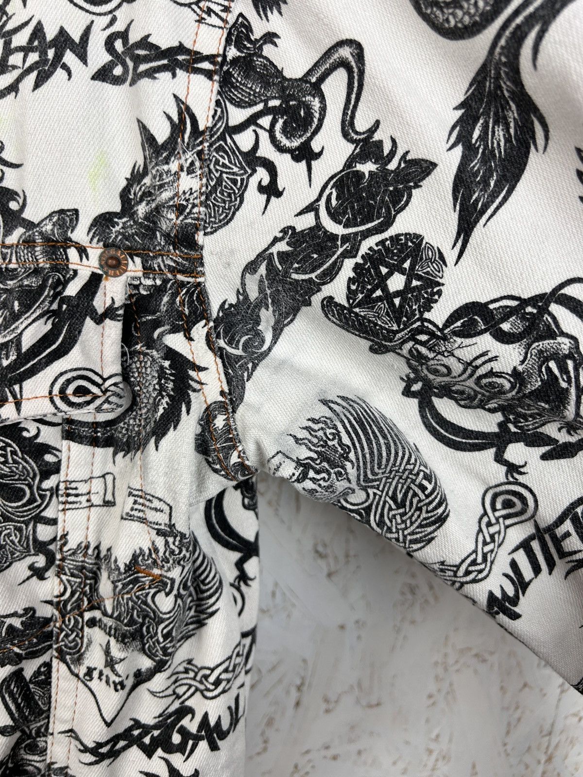 Jean Paul Gaultier Archive JPG Tattoo S96 Jean Paul Gaultier Print Denim Jacket Size M / US 6-8 / IT 42-44 - 9 Thumbnail