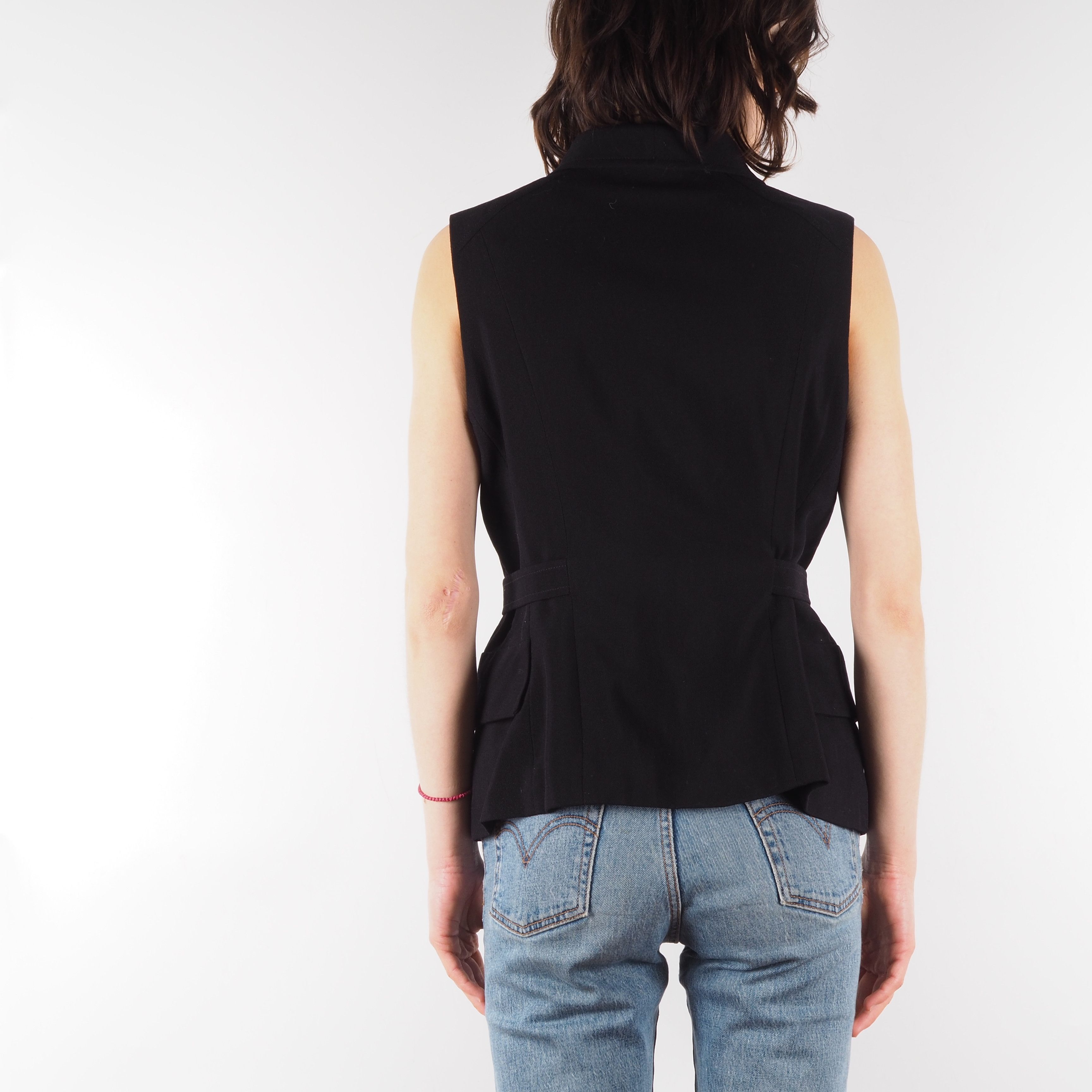 Escada × Vintage Escada by Margaretha Ley Vintage Black Belted Vest Jacket Size ONE SIZE - 4 Thumbnail