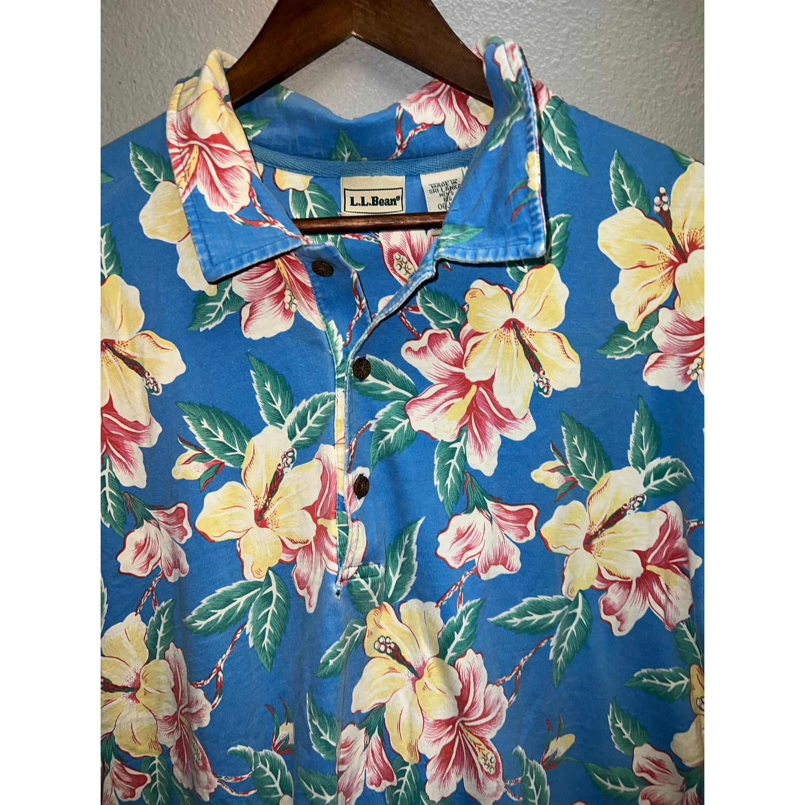 L.L. Bean Vintage LL Bean Hawaiian Shirt 1/4 Button Blue Top VTG 2XL Size US XXL / EU 58 / 5 - 2 Thumbnail