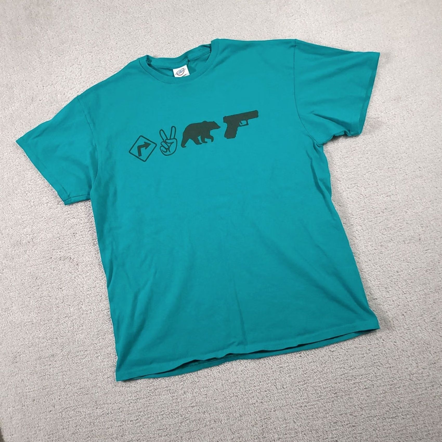 Delta VINTAGE Right To Bear Arms Graphic Shirt Delta Pro Weight Large Teal Blue 2nd Amendment Size US L / EU 52-54 / 3 - 2 Thumbnail