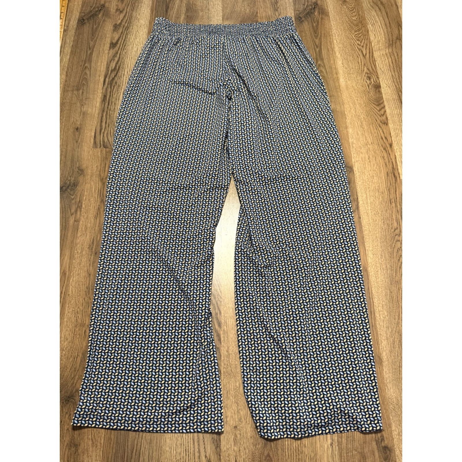 Vintage Premise Studio Pants Womens 0X Blue Pull On Wide Leg All Over Print Stretch Pants Womens Flats Front Ankle Casual Size 40" / US 18 - 3 Thumbnail