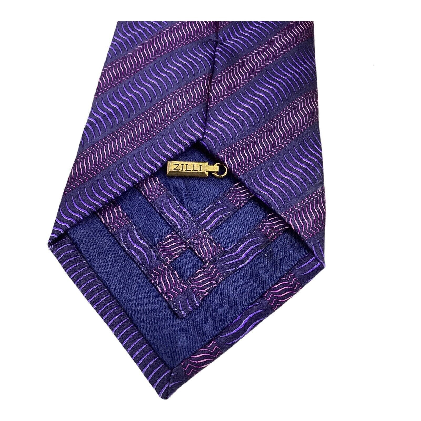 Zilli ZILLI Purple Striped Luxury Silk Tie Hand Made In Italy W: 3 Size ONE SIZE - 4 Thumbnail