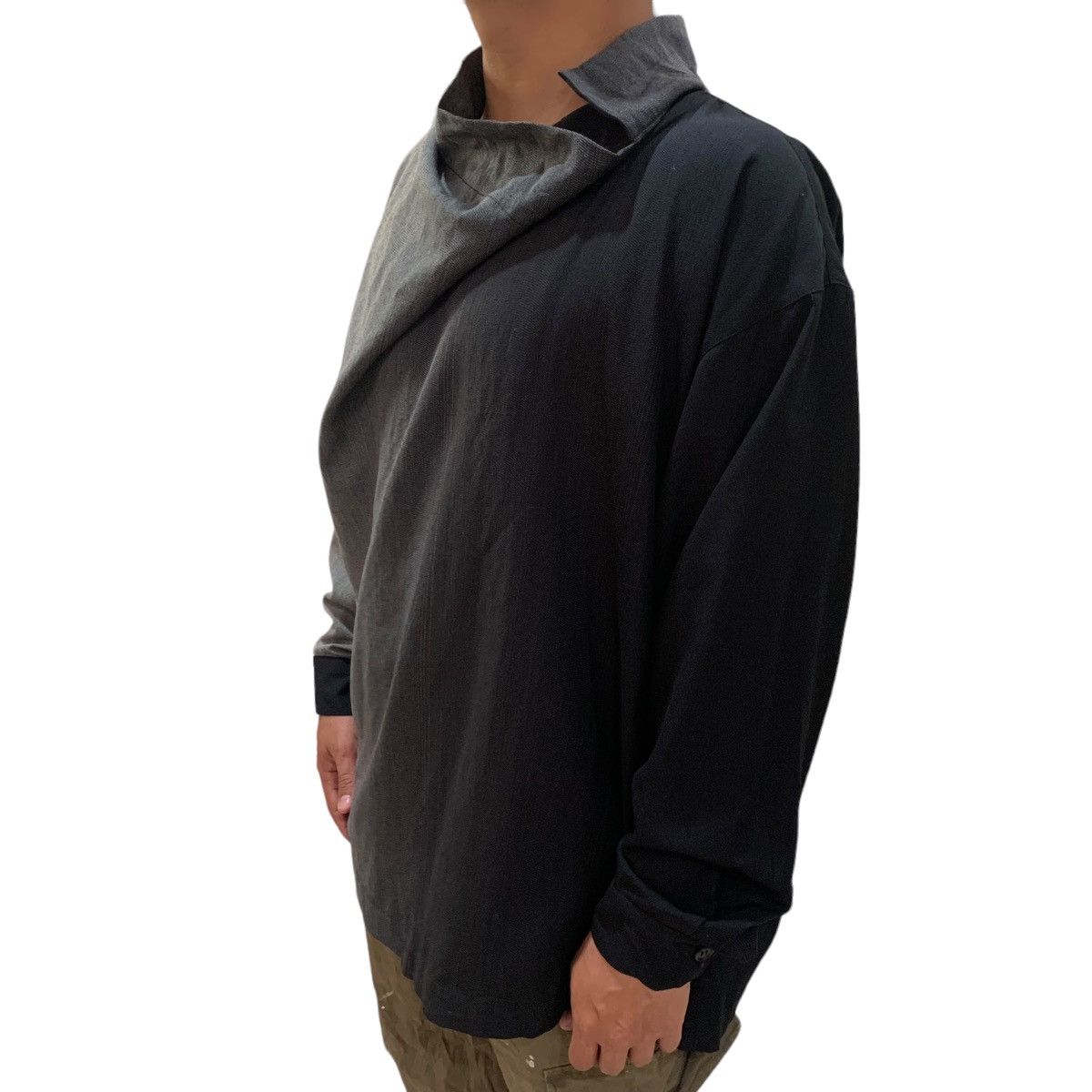 Issey Miyake 🔥Vintage 80s Issey Miyake Asymmetric Draped Collar Shirts Size M / US 6-8 / IT 42-44 - 3 Thumbnail