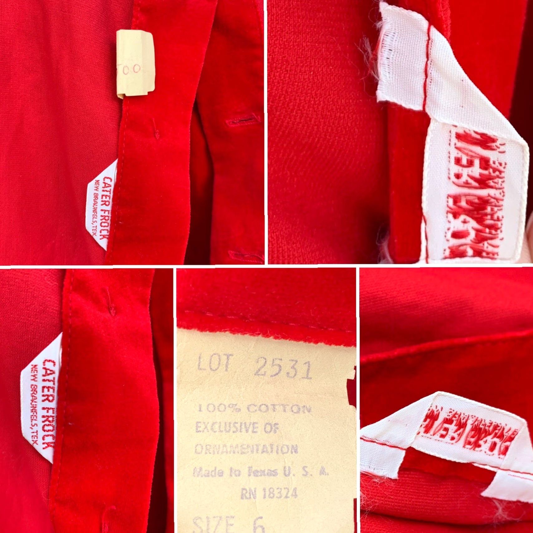 Velvet Vintage Cater Frock New Braunfels, Tex Dress Red Velvet W/ White 6 Dress Girls Slim? Size ONE SIZE - 6 Thumbnail