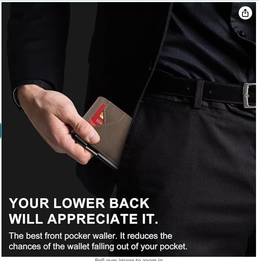 Designer Card Wallet Slim Bifold Leather Wallet - Rfid Minimalist Size ONE SIZE - 3 Thumbnail
