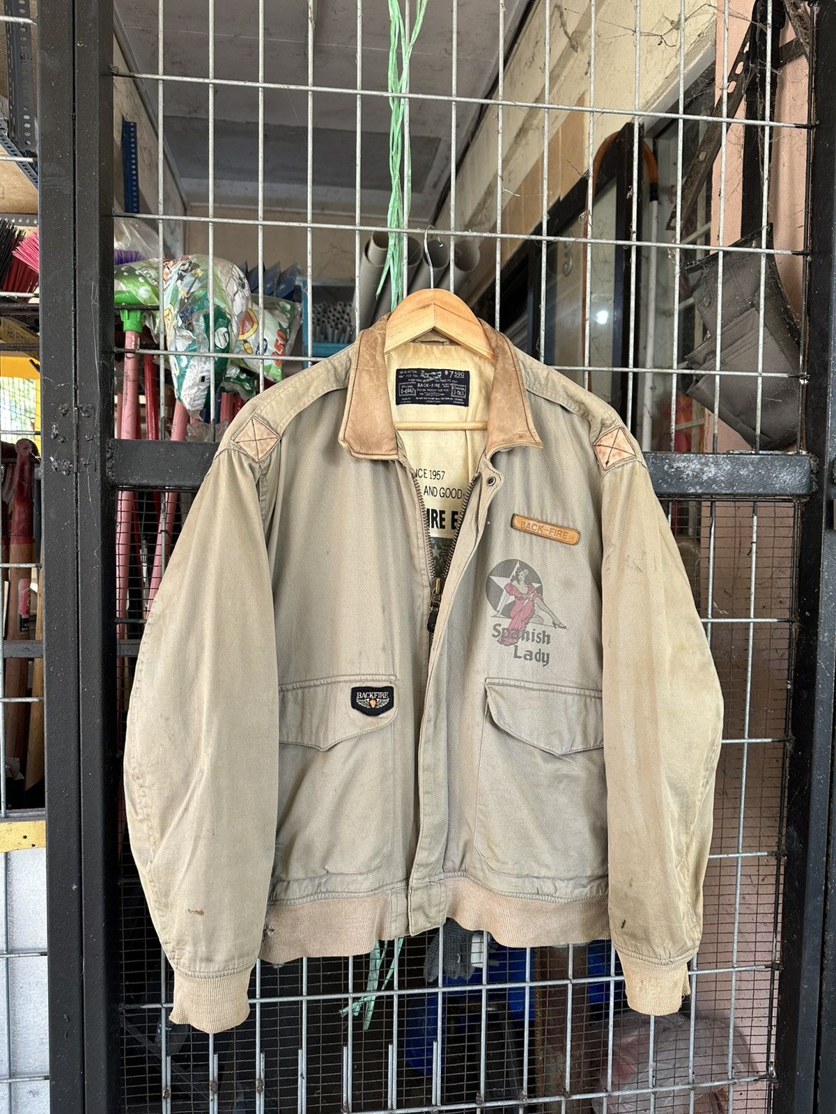 Vintage 👹Vintage THRASHED Back Fire FLYING TIGERS Bomber Jacket Size US M / EU 48-50 / 2 - 5 Thumbnail
