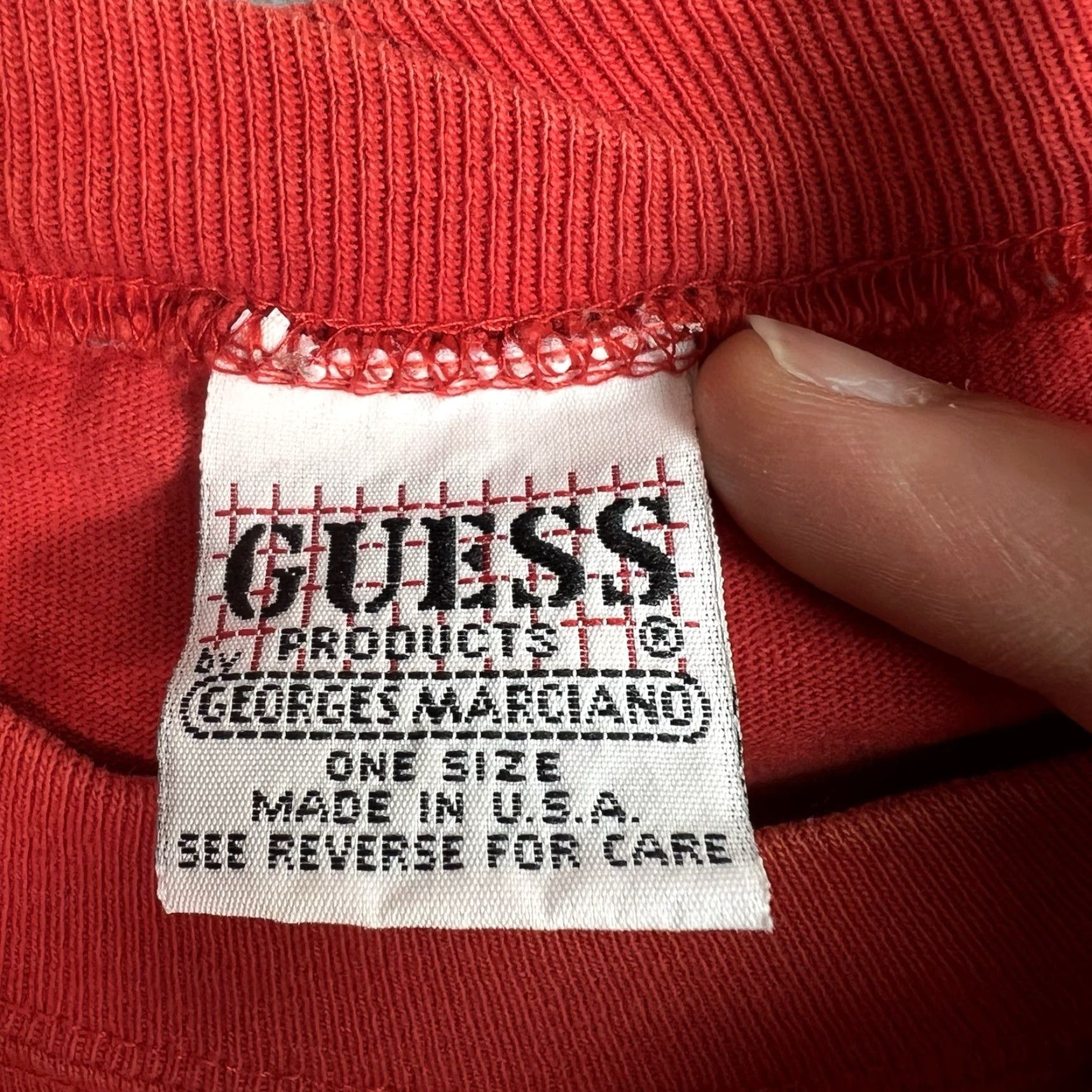 Guess VINTAGE 90s Guess Graphic Tee Adult One Size Red USA Made Mens Size US M / EU 48-50 / 2 - 6 Thumbnail