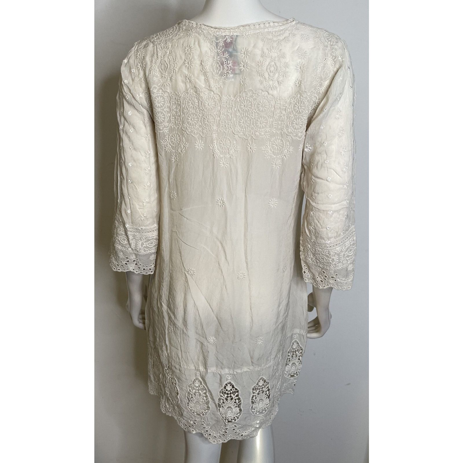Johnny Was Johnny Was Ivory Embroidered Tunic Top S 3/4 Sleeves Floral Size S / US 4 / IT 40 - 2 Thumbnail