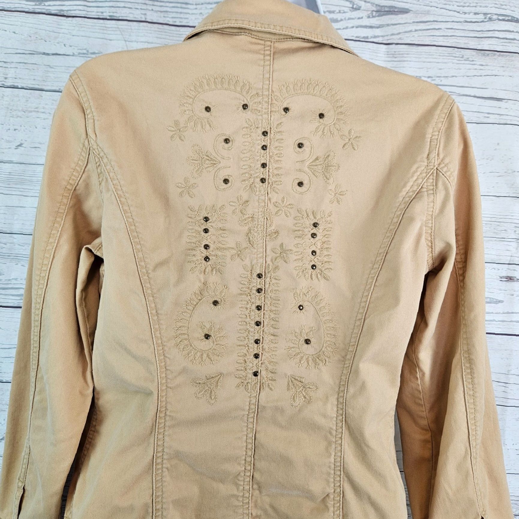 Vintage Chicos Womens Jacket Sz Small Embroidered Button Front Cotton Size S / US 4 / IT 40 - 4 Thumbnail
