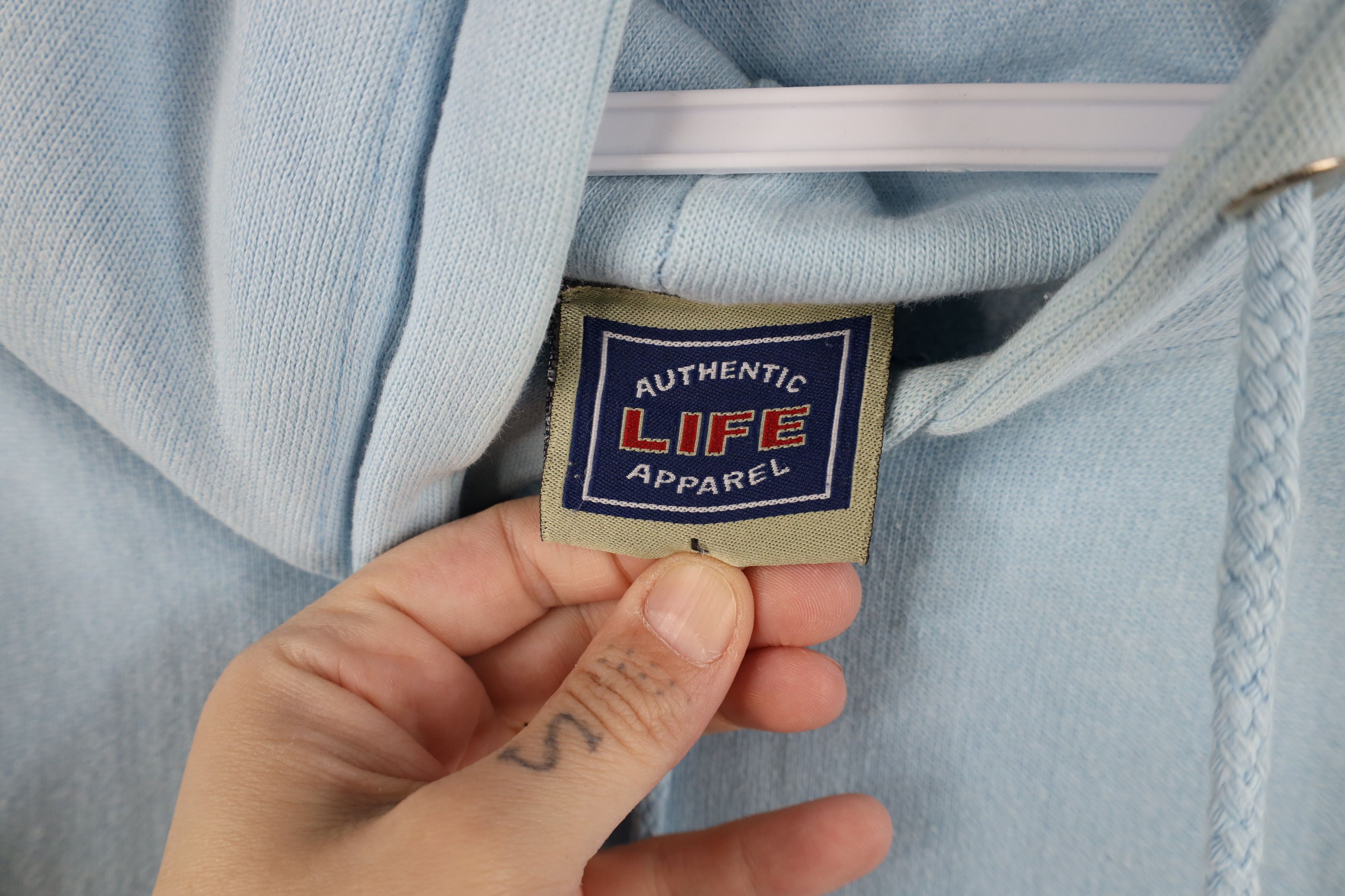 Vintage Vintage 90s Streetwear Fit Hoodie Sweatshirt Carolina Blue Size US L / EU 52-54 / 3 - 11 Thumbnail