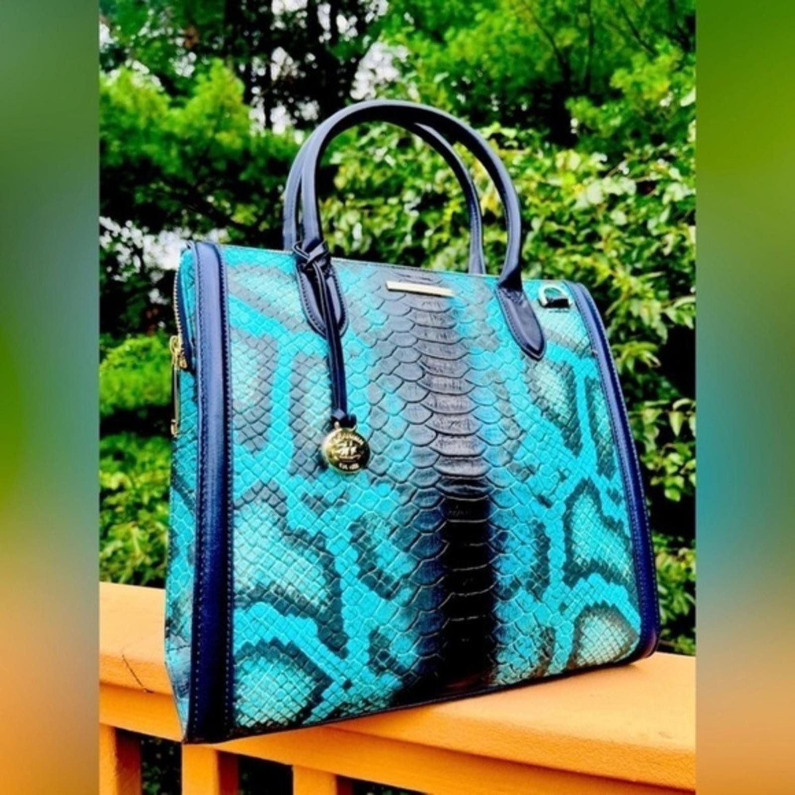 Brahmin Caroline Blue Waterford Python Shoulder Bag Nwt, Women's