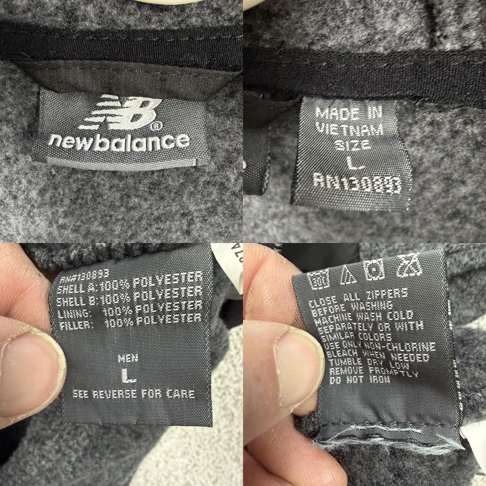 New Balance New Balance Jacket Mens L Gray Black Hooded Fleece Full Zip Quilted Outdoor Size US L / EU 52-54 / 3 - 8 Thumbnail