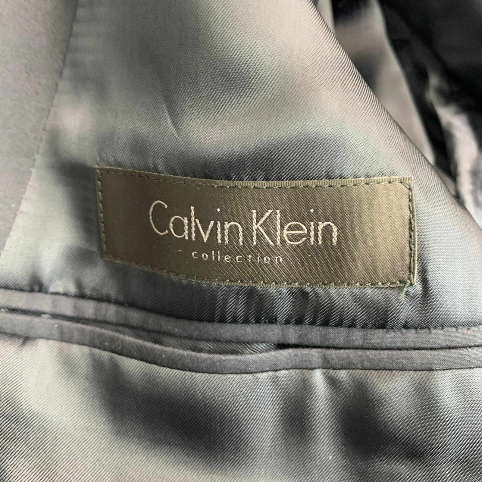 Calvin Klein Size 38 Navy Cotton Double Breasted Sport Coat Size 38R - 7 Thumbnail