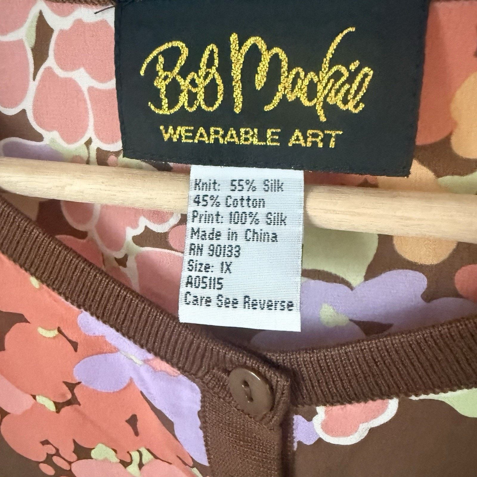 Bob Mackie Bob Mackie Silk Brown Cardigan Sweater Floral Mixed Media Size 3XL / US 20-22 - 3 Thumbnail