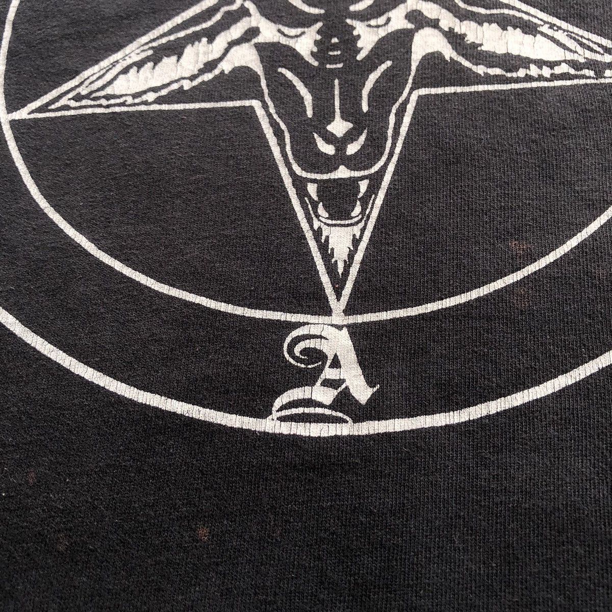 Band Tees × Vintage Vtg Satan Sigil Of Baphomet Pentagram Tshirt Size US S / EU 44-46 / 1 - 6 Thumbnail