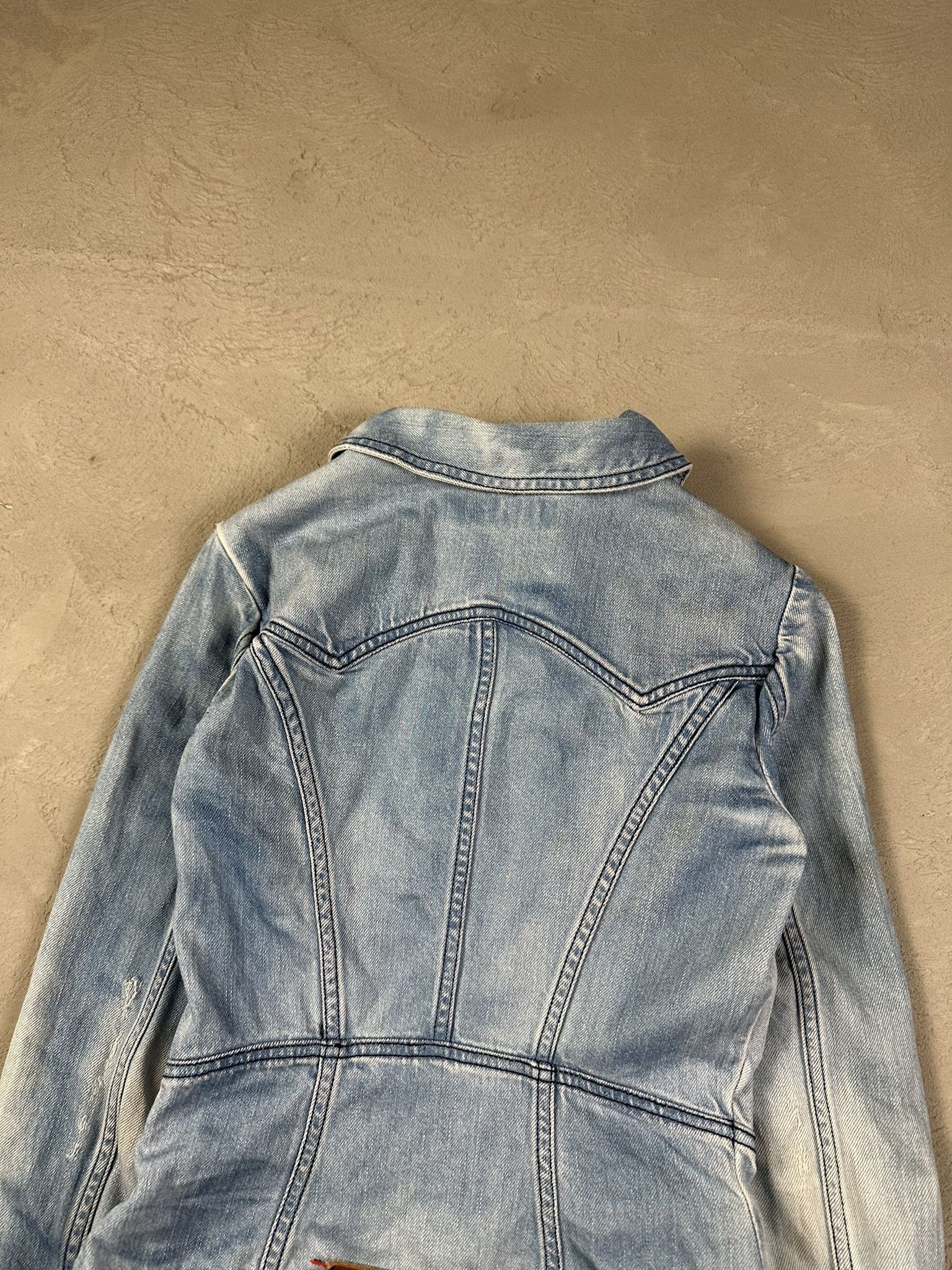 Just Cavalli 2000s Roberto Cavalli Denim Faded Jacket Y2k Size XS / US 0-2 / IT 36-38 - 12 Thumbnail